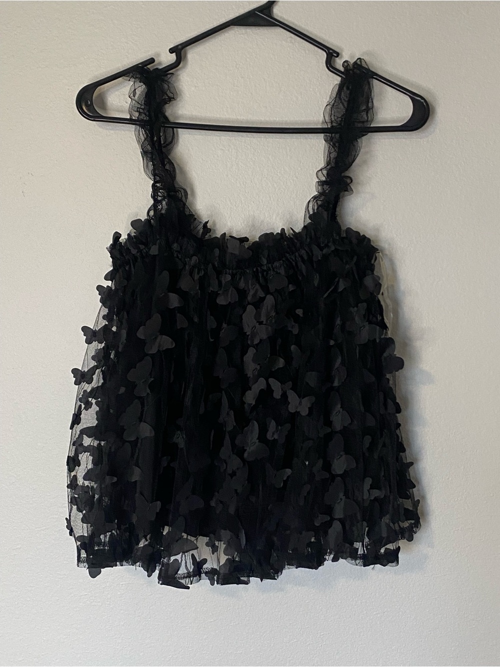 Black Appliqué Butterfly Tank Top